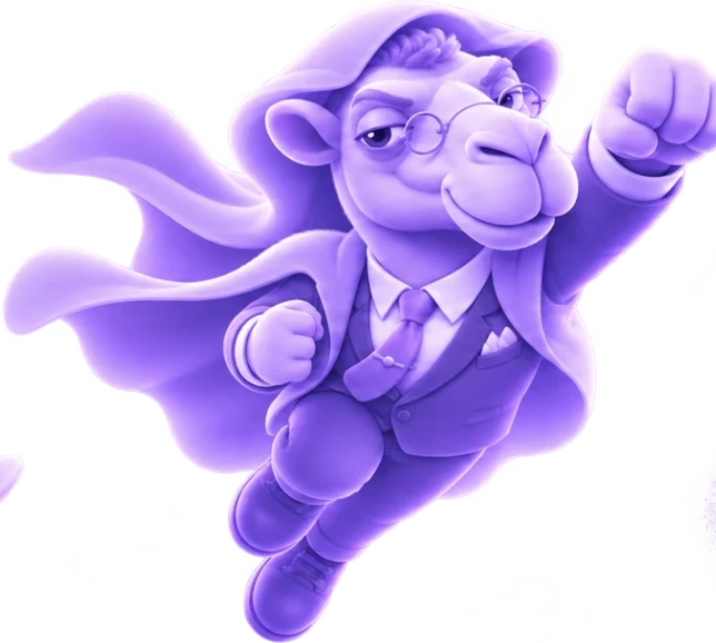 VEILHUMPH flying with one fist forward, cape streaming